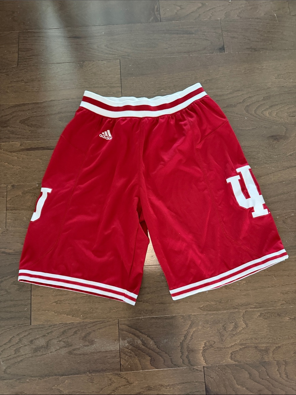 adidas Red Men’s Athletic Basketball Shorts with White Trim